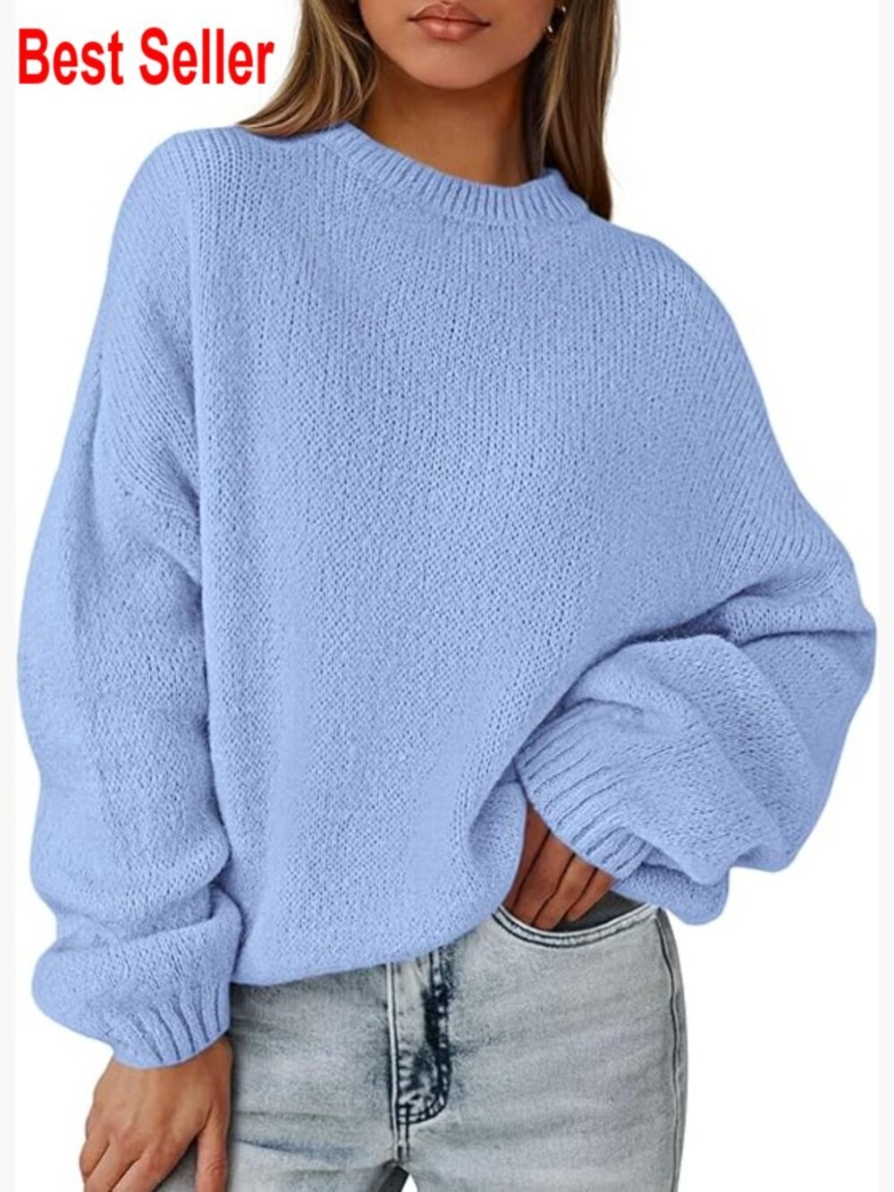 Oversized Chunky Knit Pullover Sweater Long Sleeve Dressy Casual Tunic Top